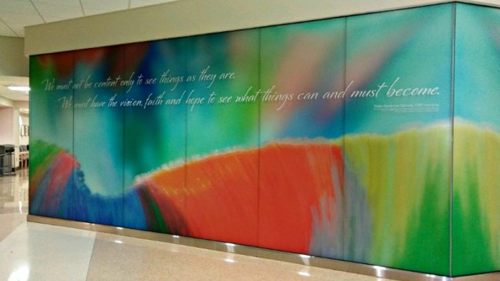 Mayo Hospital Cancer Center Dramatic Lintec window graphics completely transforms this sterile environment.