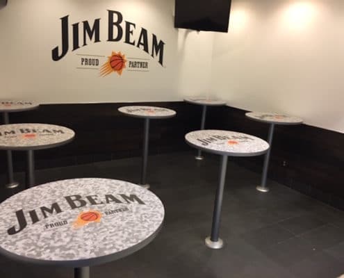 Wrapped table tops Jim Beam wraps everything with graphics
