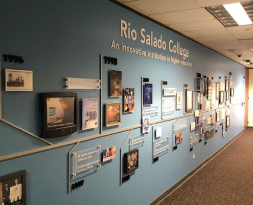 Dimensional signage used to tell the history Rio Salado timeline looks so cool