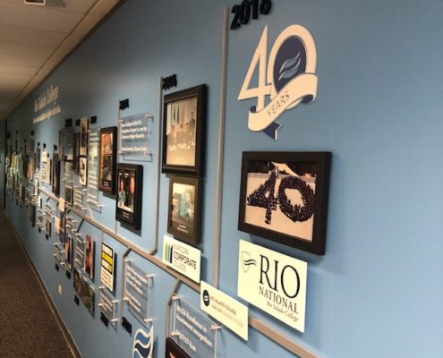 The timeline uses custom framing for photographic prints a great looking wall mural